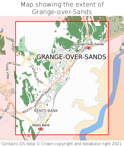 Map showing extent of Grange-over-Sands as bounding box