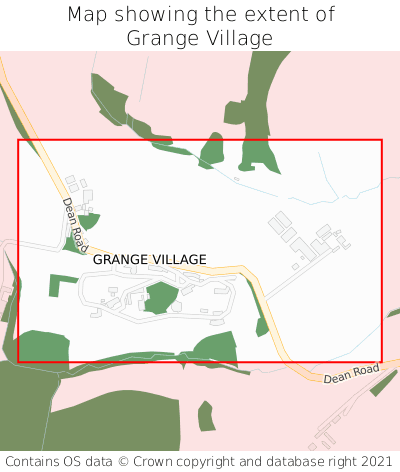 Map showing extent of Grange Village as bounding box