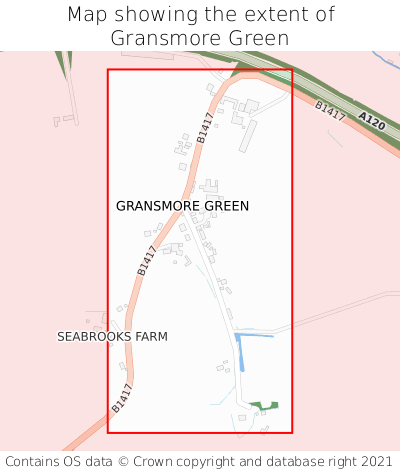 Map showing extent of Gransmore Green as bounding box