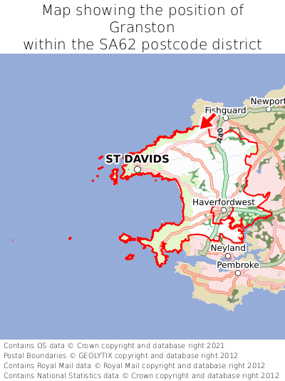 Map showing location of Granston within SA62