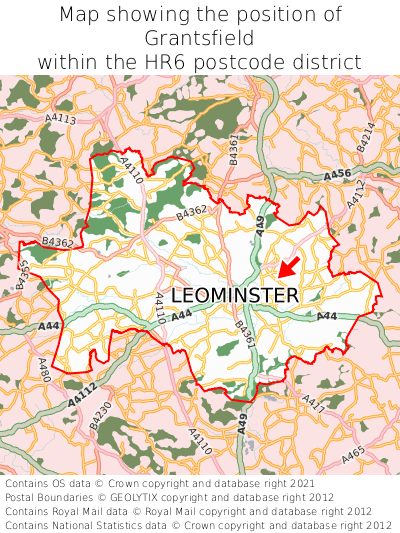 Map showing location of Grantsfield within HR6