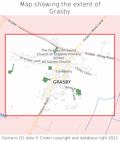 Map showing extent of Grasby as bounding box