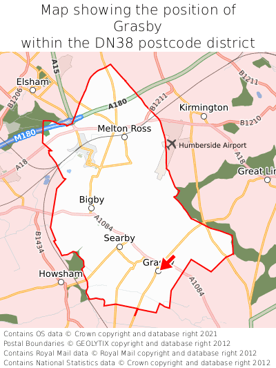 Map showing location of Grasby within DN38
