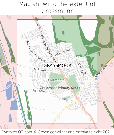 Map showing extent of Grassmoor as bounding box
