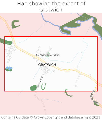 Map showing extent of Gratwich as bounding box