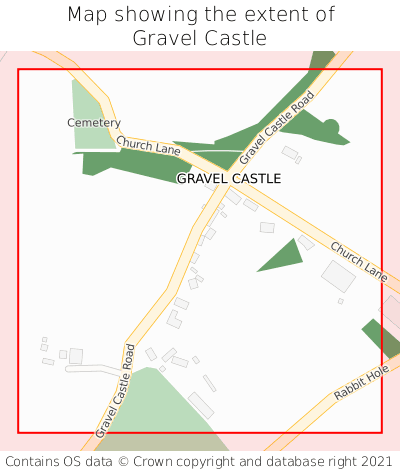Map showing extent of Gravel Castle as bounding box