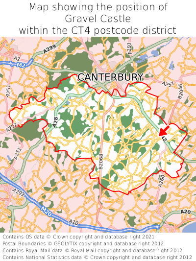 Map showing location of Gravel Castle within CT4