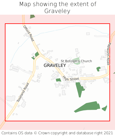 Map showing extent of Graveley as bounding box