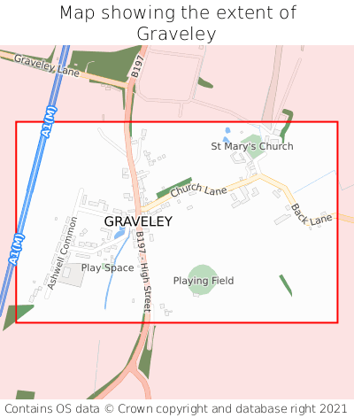 Map showing extent of Graveley as bounding box