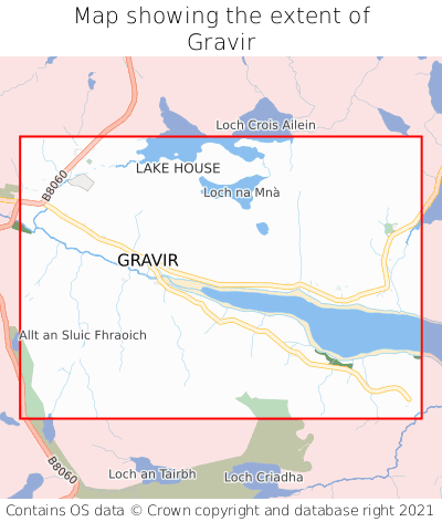Map showing extent of Gravir as bounding box