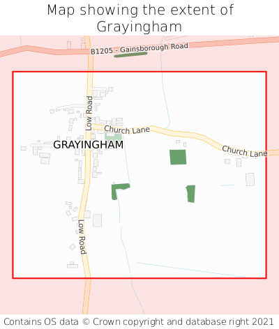 Map showing extent of Grayingham as bounding box