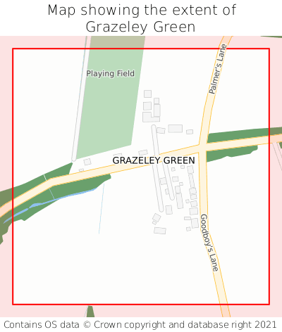 Map showing extent of Grazeley Green as bounding box
