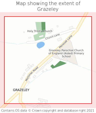 Map showing extent of Grazeley as bounding box