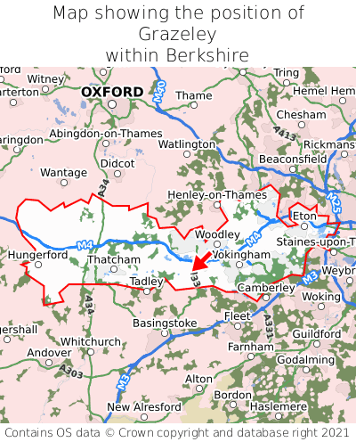 Map showing location of Grazeley within Berkshire