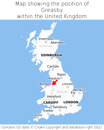 Map showing location of Greasby within the UK