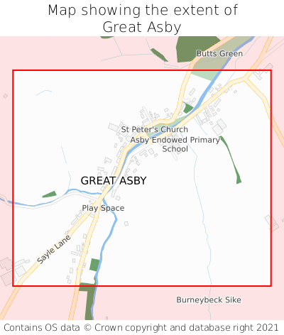 Map showing extent of Great Asby as bounding box