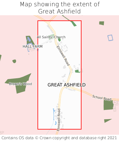 Map showing extent of Great Ashfield as bounding box