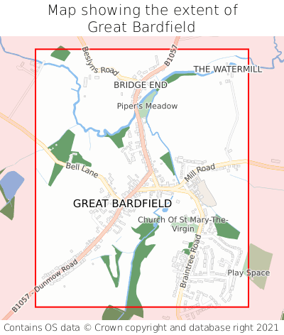 Map showing extent of Great Bardfield as bounding box