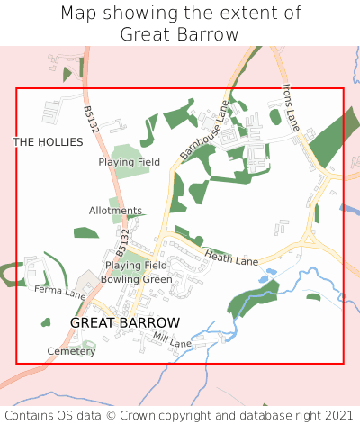 Map showing extent of Great Barrow as bounding box