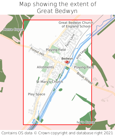 Map showing extent of Great Bedwyn as bounding box