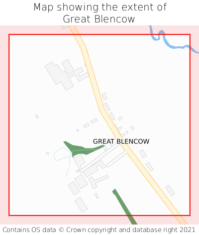 Map showing extent of Great Blencow as bounding box