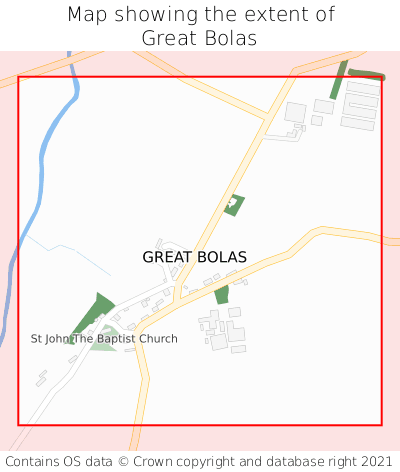 Map showing extent of Great Bolas as bounding box