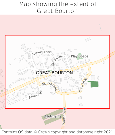 Map showing extent of Great Bourton as bounding box