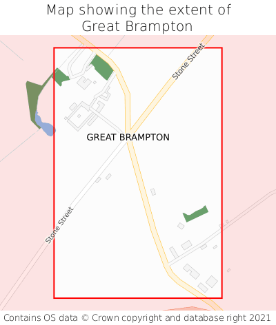 Map showing extent of Great Brampton as bounding box