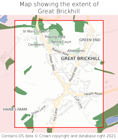 Map showing extent of Great Brickhill as bounding box