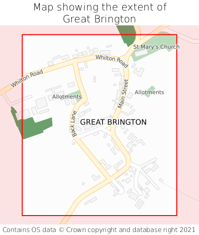 Map showing extent of Great Brington as bounding box