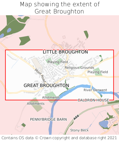Map showing extent of Great Broughton as bounding box