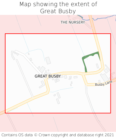 Map showing extent of Great Busby as bounding box