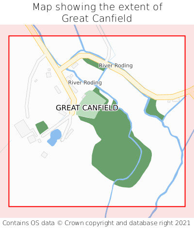 Map showing extent of Great Canfield as bounding box