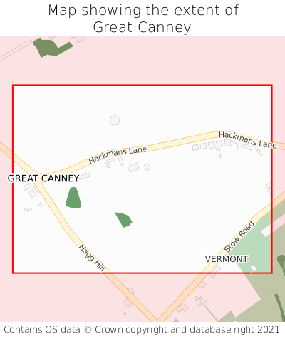 Map showing extent of Great Canney as bounding box