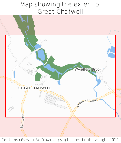 Map showing extent of Great Chatwell as bounding box