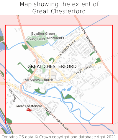 Map showing extent of Great Chesterford as bounding box