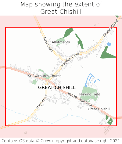 Map showing extent of Great Chishill as bounding box