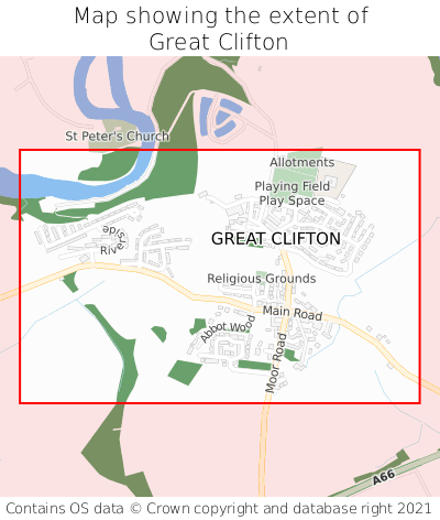 Map showing extent of Great Clifton as bounding box