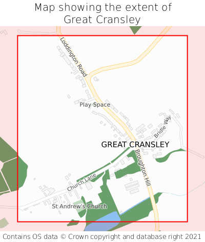 Map showing extent of Great Cransley as bounding box
