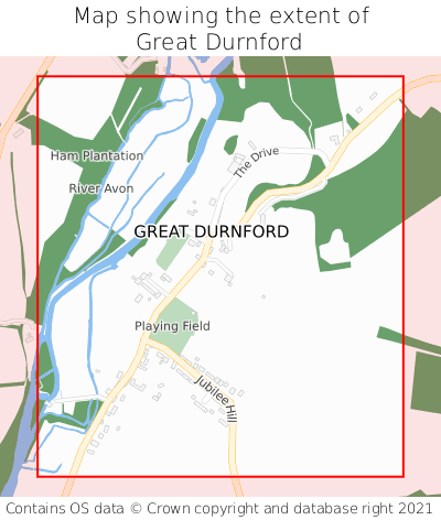 Map showing extent of Great Durnford as bounding box