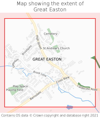 Map showing extent of Great Easton as bounding box