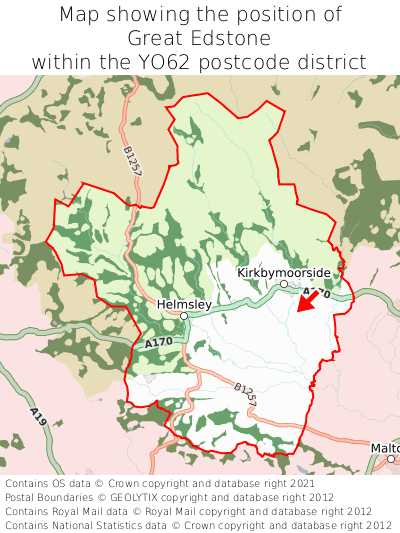 Map showing location of Great Edstone within YO62