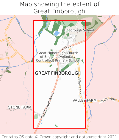 Map showing extent of Great Finborough as bounding box
