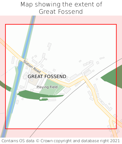 Map showing extent of Great Fossend as bounding box