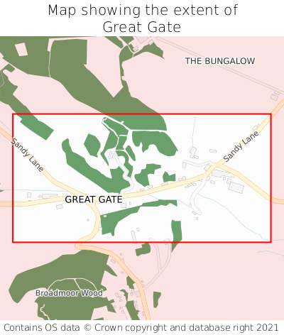 Map showing extent of Great Gate as bounding box