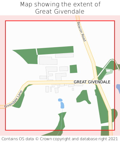 Map showing extent of Great Givendale as bounding box