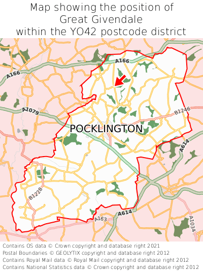 Map showing location of Great Givendale within YO42