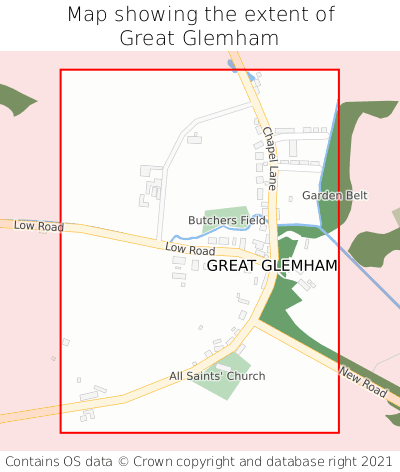 Map showing extent of Great Glemham as bounding box