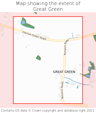 Map showing extent of Great Green as bounding box