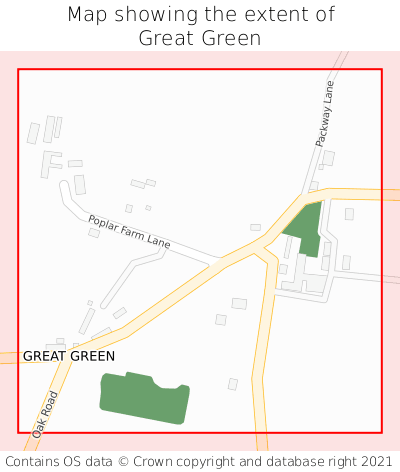 Map showing extent of Great Green as bounding box